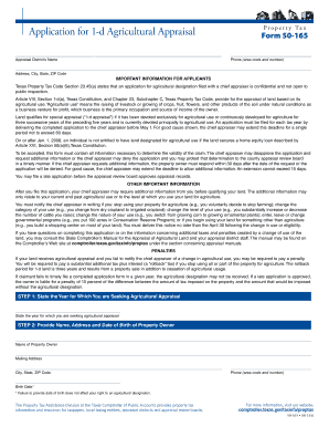 Texas 1-d Agricultural Appraisal Application