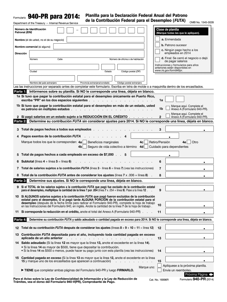 sample form 940 filled out Vista previa en la página 1