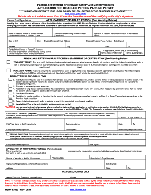 Florida Disabled Person Parking Permit Application
