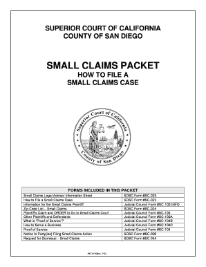 California Small Claims Court Packet