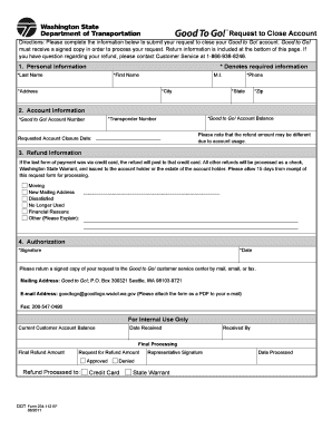 Good to Go Account Closure Request Form