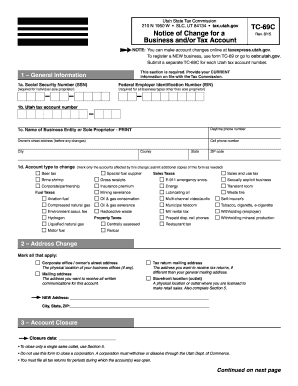Utah Business Tax Account Change Form