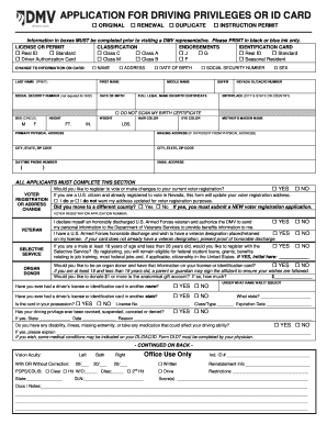 Nevada Driver's License Application Form