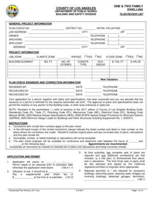 Los Angeles Residential Plan Review Form
