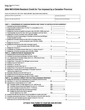 Michigan Resident Credit for Canadian Tax Form 777