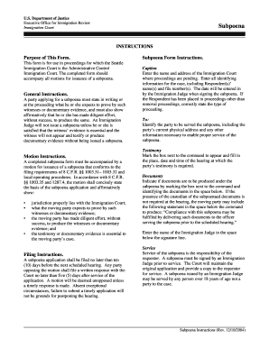 Immigration Court Subpoena