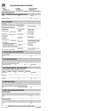 California Special Recognition License Plate Application