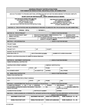 Georgia Asbestos Renovation Notification Form