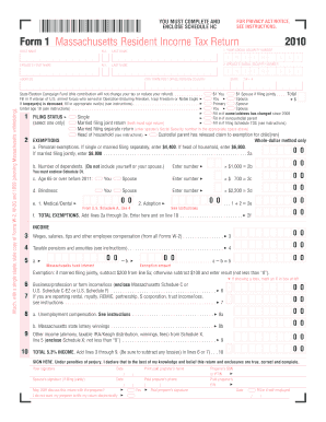 Massachusetts Resident Income Tax Return Form 1