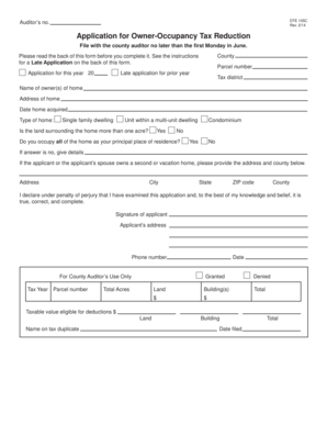 Application for Owner-Occupancy Tax Reduction