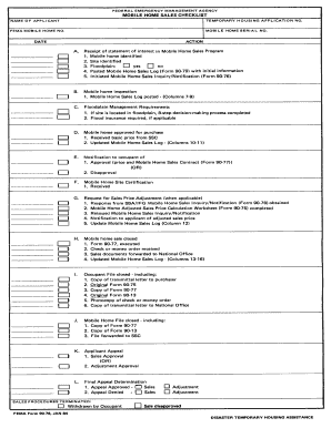 FEMA Mobile Home Sales Checklist