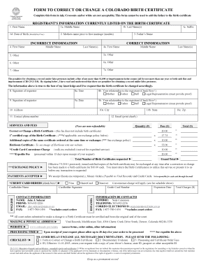 Colorado Birth Certificate Correction Form