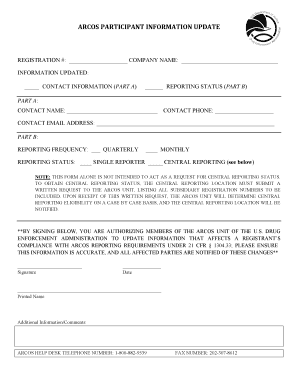 ARCOS Participant Information Update Form
