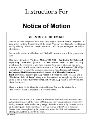 California Notice of Motion for Family Law
