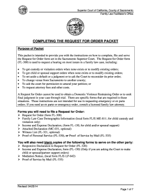 California Request for Order Form FL-300