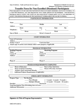 California DUI Program Transfer Form