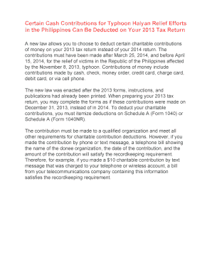 2013 IRS Notice on Typhoon Haiyan Relief Donations