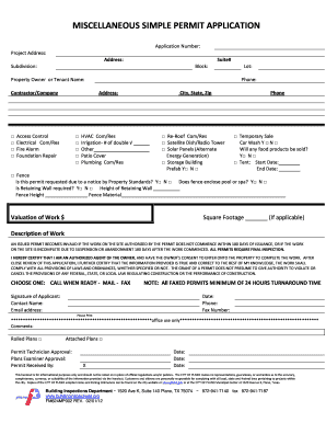 Miscellaneous Simple Permit Application