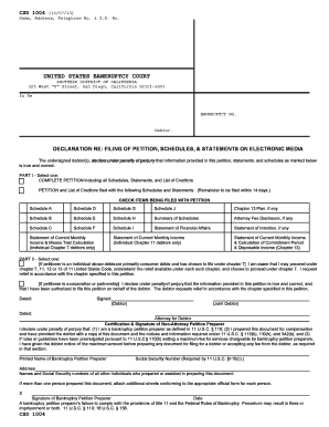 US Bankruptcy Court Declaration Form