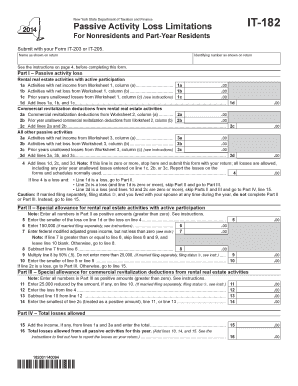 New York Passive Activity Loss Form IT-182