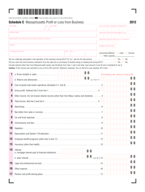Massachusetts Schedule C Profit or Loss from Business 2012