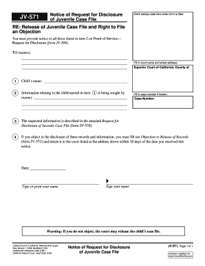 Notice of Request for Disclosure JV-571