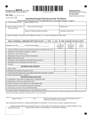 Georgia Form 501X Amended Fiduciary Income Tax Return