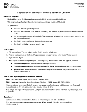 Texas Medicaid Buy-In for Children Application