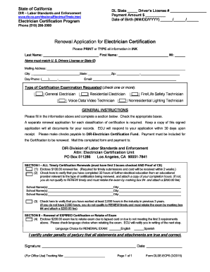 California Electrician Certification Renewal Application