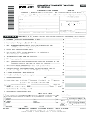New York City Unincorporated Business Tax Return