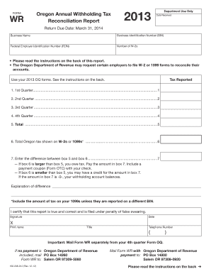 Oregon Annual Withholding Tax Reconciliation Report