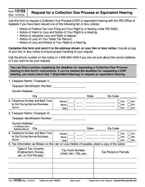IRS Form 12153 Request for Collection Due Process Hearing