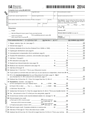 Wisconsin Income Tax Form 1A 2014