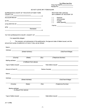 New York Petition for Judicial Settlement of Account