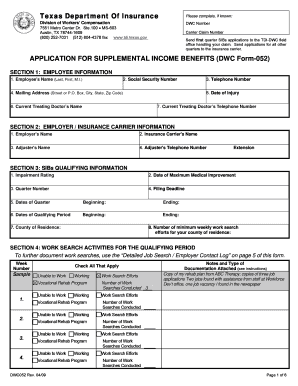 Texas Supplemental Income Benefits Application