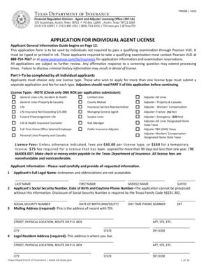 Texas Individual Agent License Application