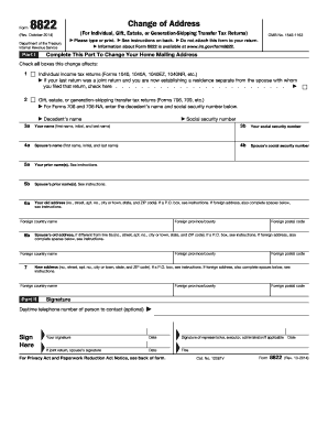 IRS Form 8822 Change of Address