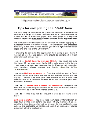 US Passport Application Form DS-82