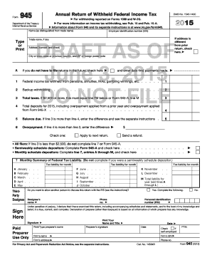 IRS Form 945 Draft