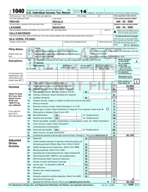 US Individual Income Tax Return 2014