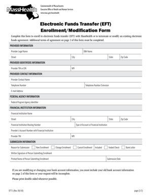 Massachusetts EFT Enrollment Form