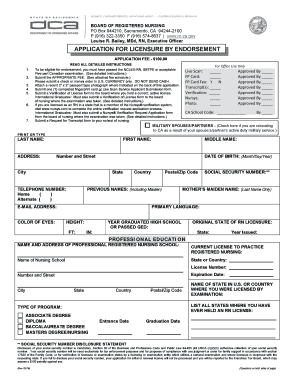 California Registered Nurse Endorsement Application