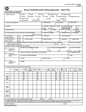 FAA Form 8710-11 Airman Certificate Application