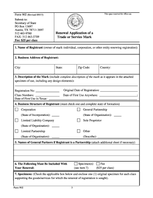 Texas Trademark Renewal Application