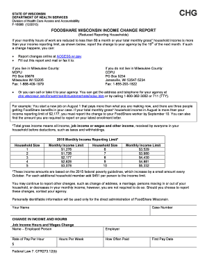 FoodShare Wisconsin Income Change Report