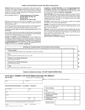 Virginia Aircraft Sales and Use Tax Return
