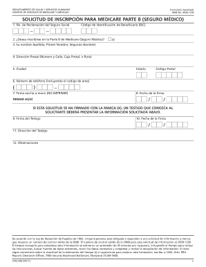 Formulario de Inscripción para Medicare Parte B