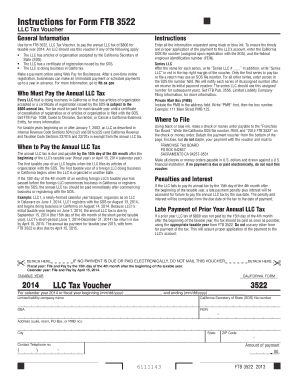 California LLC Tax Voucher Form FTB 3522