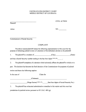US District Court Complaint and Summons