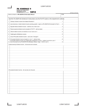 PA Schedule B Dividend and Capital Gains Distributions